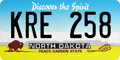 ND license plate KRE258
