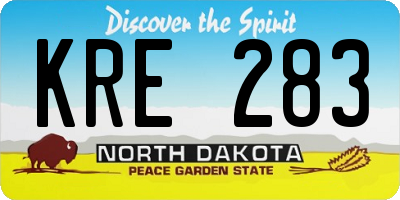ND license plate KRE283
