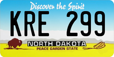 ND license plate KRE299