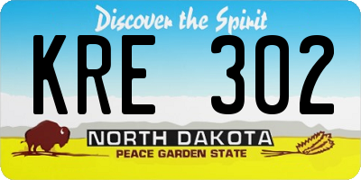ND license plate KRE302