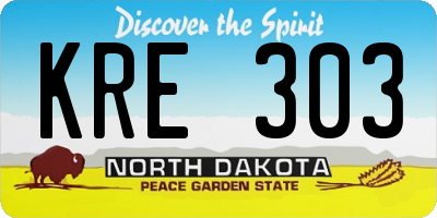 ND license plate KRE303