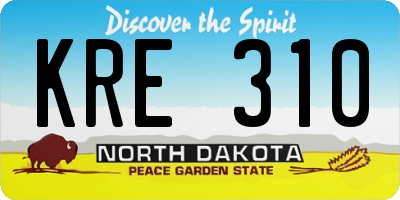 ND license plate KRE310