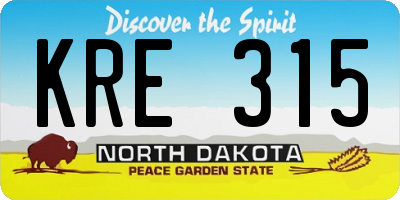 ND license plate KRE315