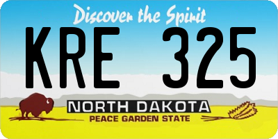 ND license plate KRE325