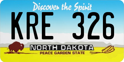 ND license plate KRE326