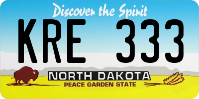 ND license plate KRE333