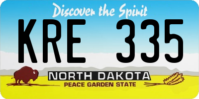 ND license plate KRE335