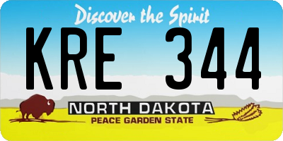 ND license plate KRE344