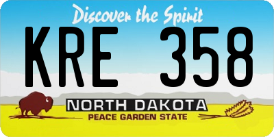 ND license plate KRE358