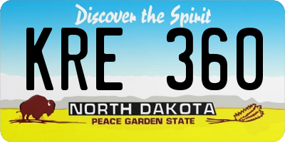 ND license plate KRE360
