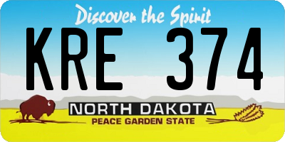 ND license plate KRE374