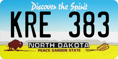 ND license plate KRE383