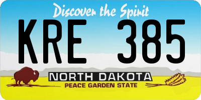 ND license plate KRE385