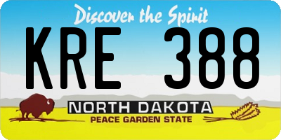 ND license plate KRE388