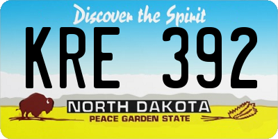 ND license plate KRE392