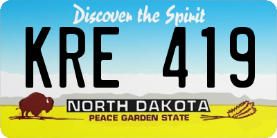 ND license plate KRE419