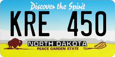 ND license plate KRE450