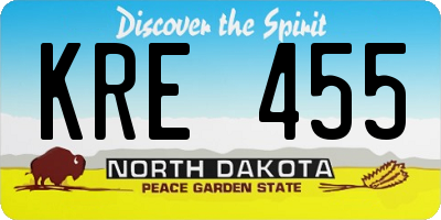 ND license plate KRE455