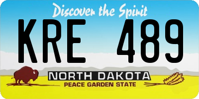 ND license plate KRE489