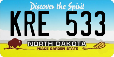 ND license plate KRE533