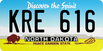 ND license plate KRE616