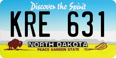 ND license plate KRE631