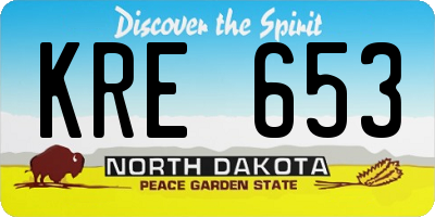 ND license plate KRE653