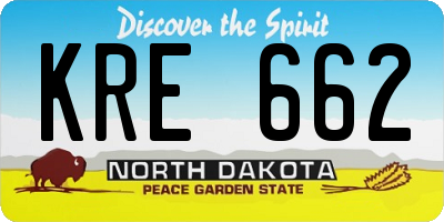 ND license plate KRE662