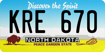 ND license plate KRE670