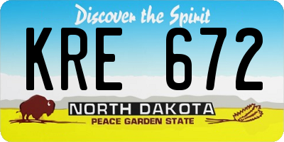 ND license plate KRE672