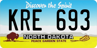 ND license plate KRE693