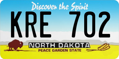 ND license plate KRE702