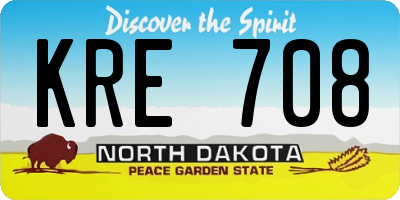 ND license plate KRE708