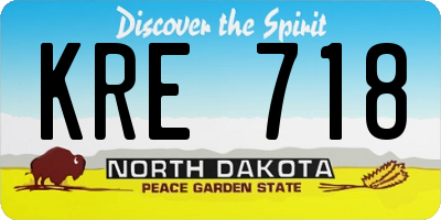 ND license plate KRE718