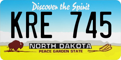 ND license plate KRE745