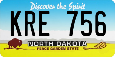 ND license plate KRE756