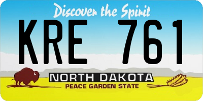 ND license plate KRE761
