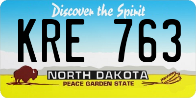 ND license plate KRE763