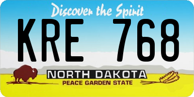 ND license plate KRE768