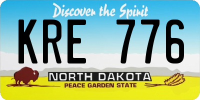 ND license plate KRE776