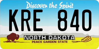 ND license plate KRE840