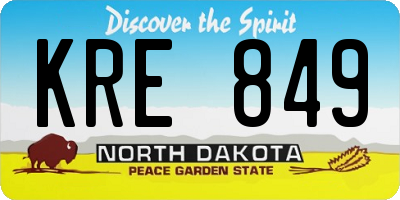 ND license plate KRE849