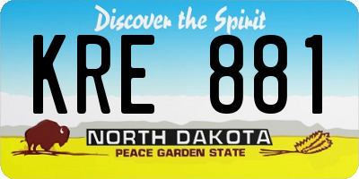 ND license plate KRE881