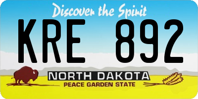ND license plate KRE892