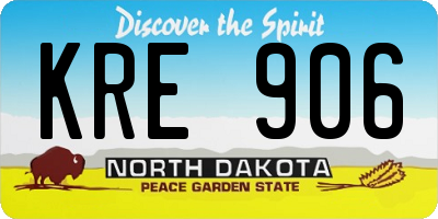 ND license plate KRE906