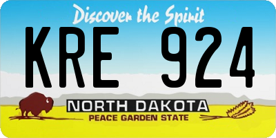 ND license plate KRE924