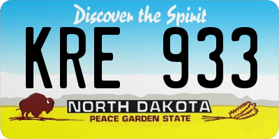 ND license plate KRE933