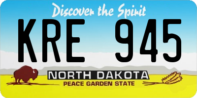 ND license plate KRE945