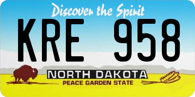 ND license plate KRE958