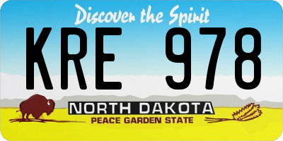 ND license plate KRE978
